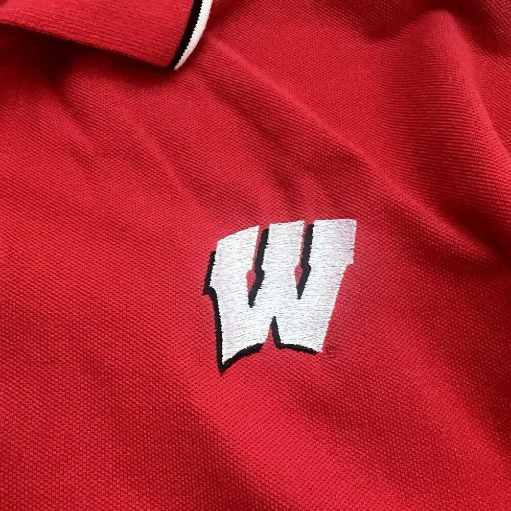 Vintage 90s Spike Sports Wisconsin Badgers Polo Shirt Mens L Red NCAA